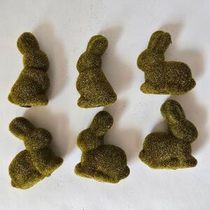 Set of 6 Green Moss Bunny Easter Decor – Cute Spring Accents – Seasonal Decor